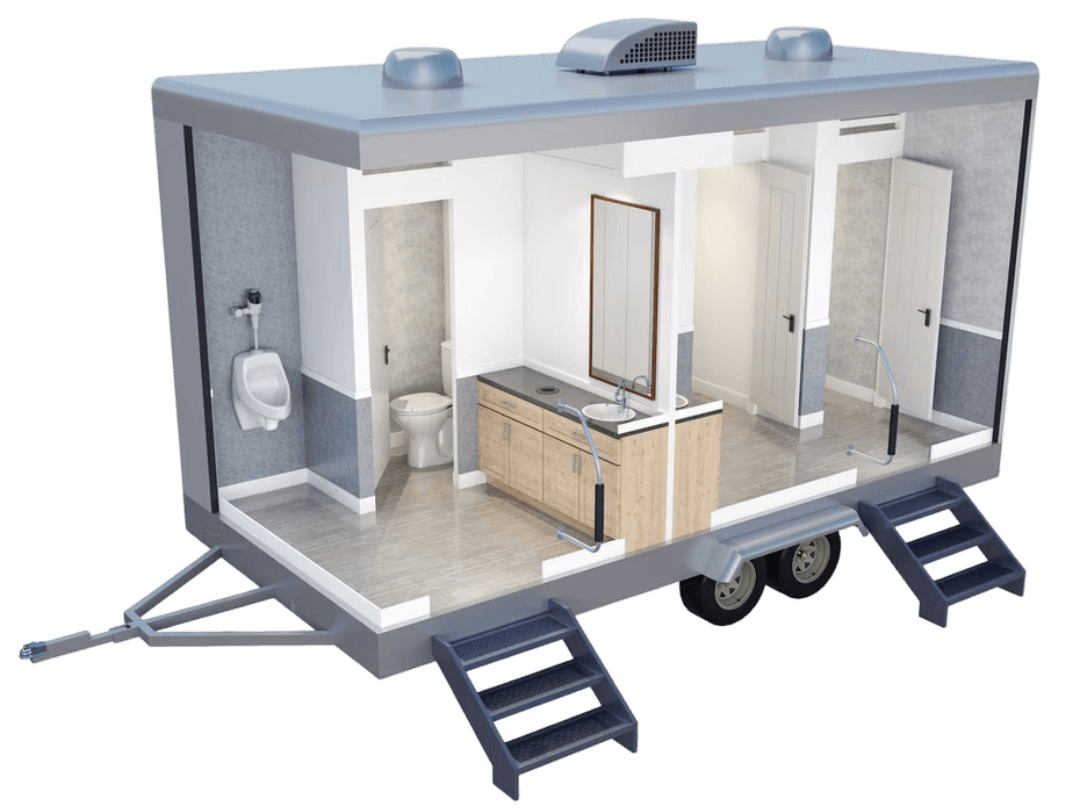 Luxury portable restroom trailer exterior - Elite Restrooms STL